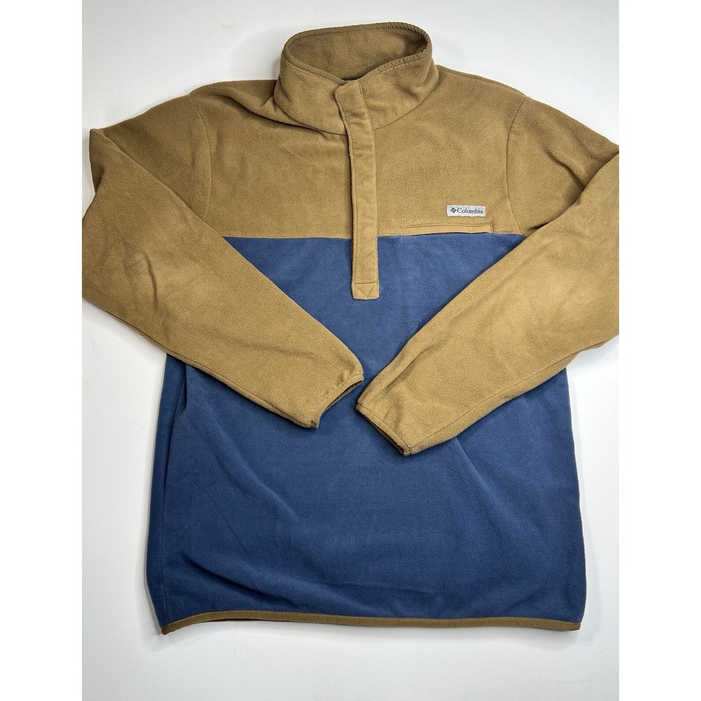 Columbia Pullover Men's Blue Gold 1/4 Snap Sweater Polyester Sz‎ Medium